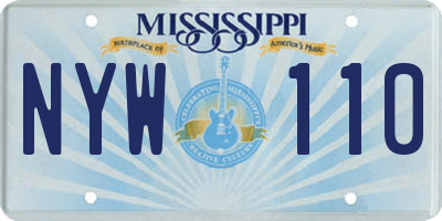 MS license plate NYW110