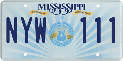 MS license plate NYW111