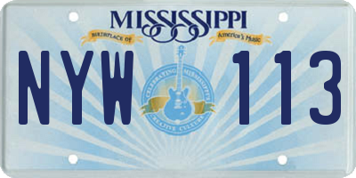 MS license plate NYW113