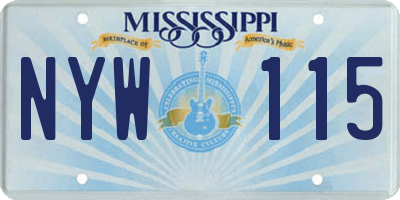 MS license plate NYW115