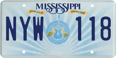 MS license plate NYW118