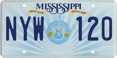 MS license plate NYW120