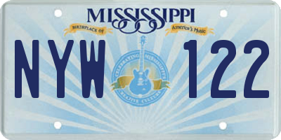 MS license plate NYW122