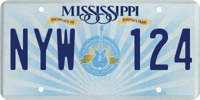 MS license plate NYW124
