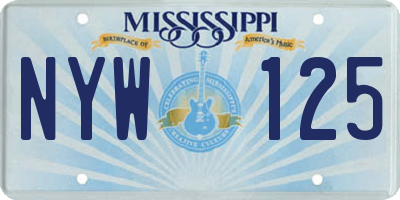 MS license plate NYW125