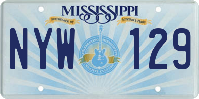 MS license plate NYW129