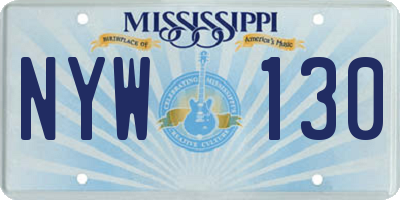 MS license plate NYW130