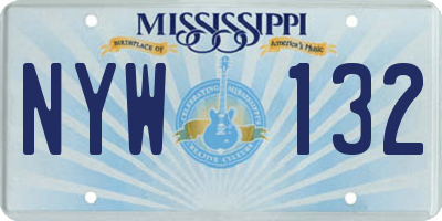 MS license plate NYW132