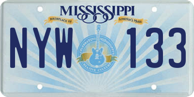 MS license plate NYW133