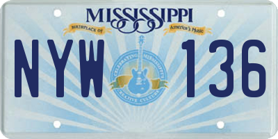 MS license plate NYW136