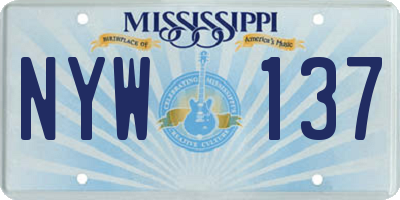MS license plate NYW137