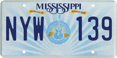 MS license plate NYW139