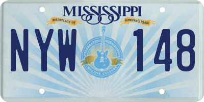 MS license plate NYW148