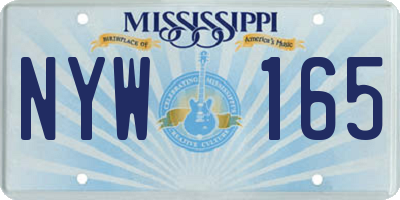 MS license plate NYW165