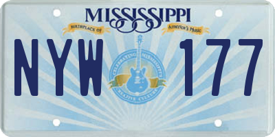 MS license plate NYW177