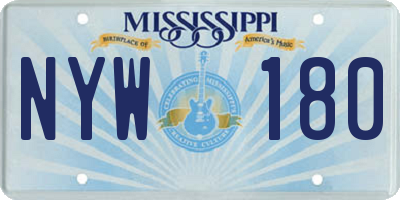 MS license plate NYW180