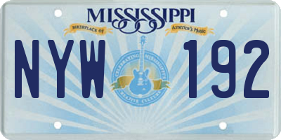 MS license plate NYW192