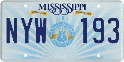 MS license plate NYW193