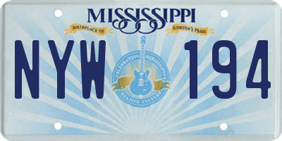 MS license plate NYW194