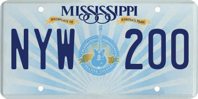 MS license plate NYW200