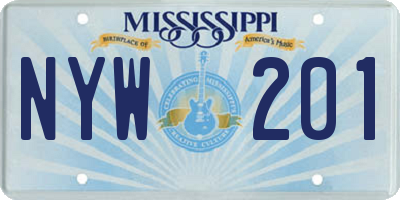 MS license plate NYW201