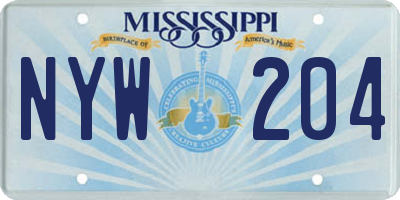 MS license plate NYW204