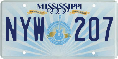MS license plate NYW207