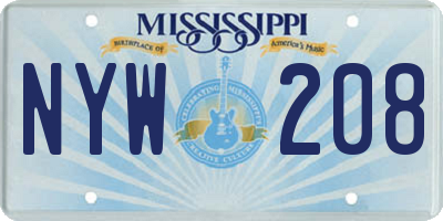 MS license plate NYW208