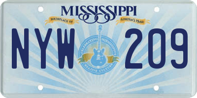 MS license plate NYW209