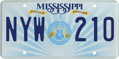MS license plate NYW210