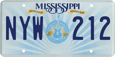 MS license plate NYW212
