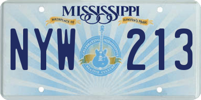 MS license plate NYW213