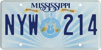 MS license plate NYW214