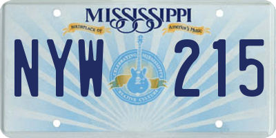 MS license plate NYW215