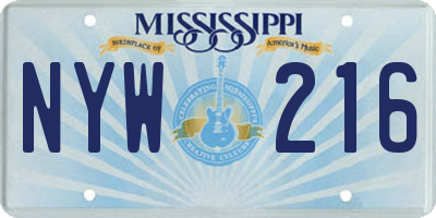 MS license plate NYW216