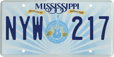 MS license plate NYW217