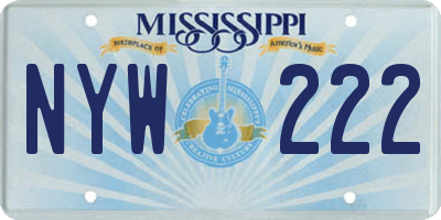 MS license plate NYW222