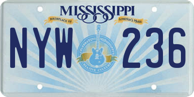 MS license plate NYW236