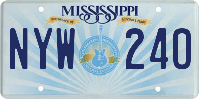 MS license plate NYW240