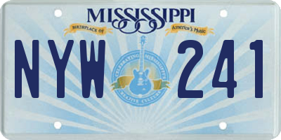 MS license plate NYW241