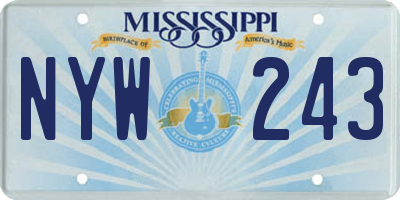 MS license plate NYW243