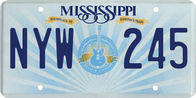 MS license plate NYW245