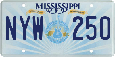 MS license plate NYW250
