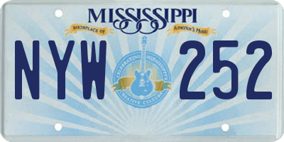 MS license plate NYW252