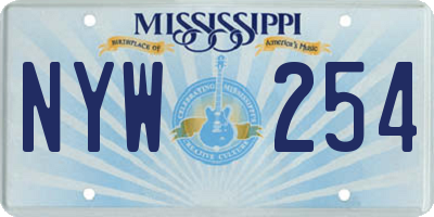 MS license plate NYW254