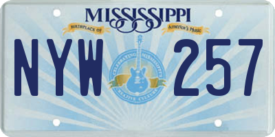 MS license plate NYW257