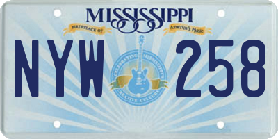 MS license plate NYW258