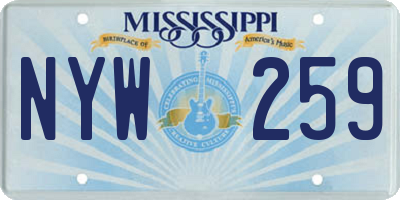 MS license plate NYW259