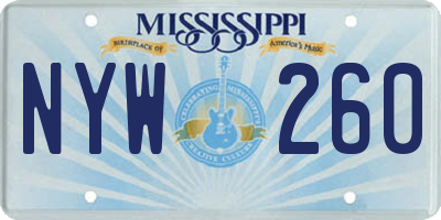 MS license plate NYW260