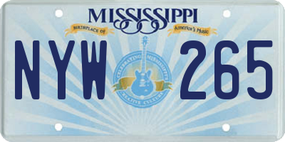 MS license plate NYW265